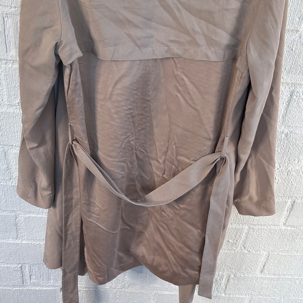 All Saints Hace Lyocell Silk Gray Chic Waterfall Jacket sz 8 - Picture 9 of 11